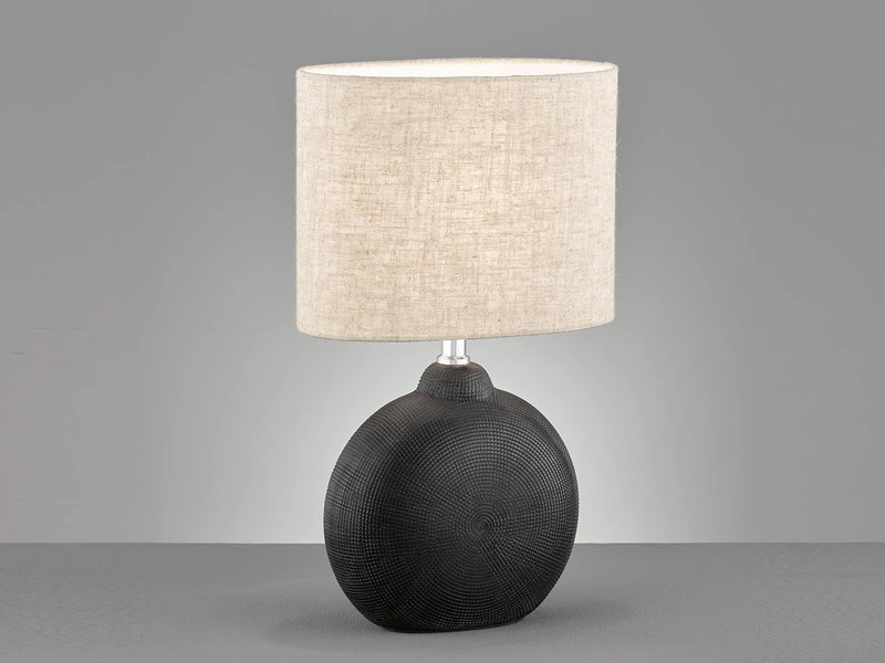 MeineWunschleuchte LED Tischlampe Mit Keramikfuß Schwarz & Lampenschirm Leinen Beige, Höhe 39cm 3 MeineWunschleuchte LED Tischlampe Mit Keramikfuß Schwarz & Lampenschirm Leinen Beige, Höhe 39cm – Bild 3