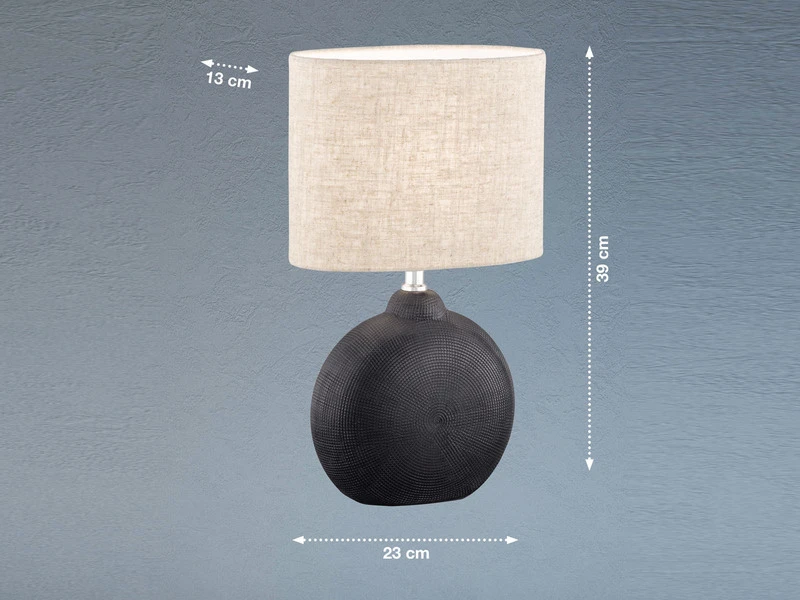 MeineWunschleuchte LED Tischlampe Mit Keramikfuß Schwarz & Lampenschirm Leinen Beige, Höhe 39cm 4 MeineWunschleuchte LED Tischlampe Mit Keramikfuß Schwarz & Lampenschirm Leinen Beige, Höhe 39cm – Bild 4
