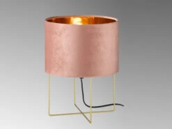 MeineWunschleuchte LED Tischlampe Mit Lampenschirm Samt Rosa - Innen Gold Ø 24cm -Lamp Geschaft led tischlampe mit lampenschirm samt rosa innen go 2
