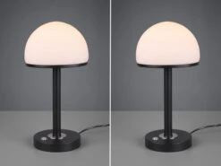 Trio Leuchten LED Tischleuchte 2er Set Schwarz Mit Glas Lampenschirm Dimmbar -Lamp Geschaft led tischleuchte 2er set schwarz mit glas lampensc 2