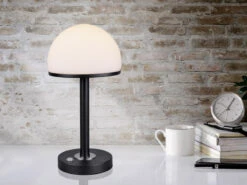 Trio Leuchten LED Tischleuchte 2er Set Schwarz Mit Glas Lampenschirm Dimmbar -Lamp Geschaft led tischleuchte 2er set schwarz mit glas lampensc 4