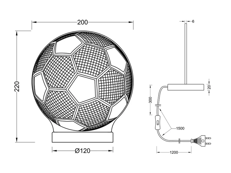 Reality Leuchten LED Tischleuchte BALL 3D Fußball Lichtfarbe Einstellbar Höhe 22cm 8 Reality Leuchten LED Tischleuchte BALL 3D Fußball Lichtfarbe Einstellbar Höhe 22cm – Bild 8