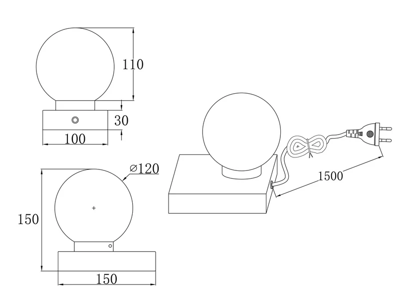 MeineWunschleuchte LED Tischleuchte Glaskugel Weiß Sockel Silber - Touch Dimmbar, Ø 12cm 5 MeineWunschleuchte LED Tischleuchte Glaskugel Weiß Sockel Silber - Touch Dimmbar, Ø 12cm – Bild 5