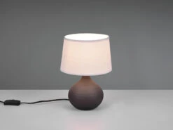 MeineWunschleuchte LED Tischleuchte Keramik Braun Mit Stoff Lampenschirm Creme, Höhe 29cm 7 MeineWunschleuchte LED Tischleuchte Keramik Braun Mit Stoff Lampenschirm Creme, Höhe 29cm -Lamp Geschaft led tischleuchte keramik braun mit stoff lampensch 2