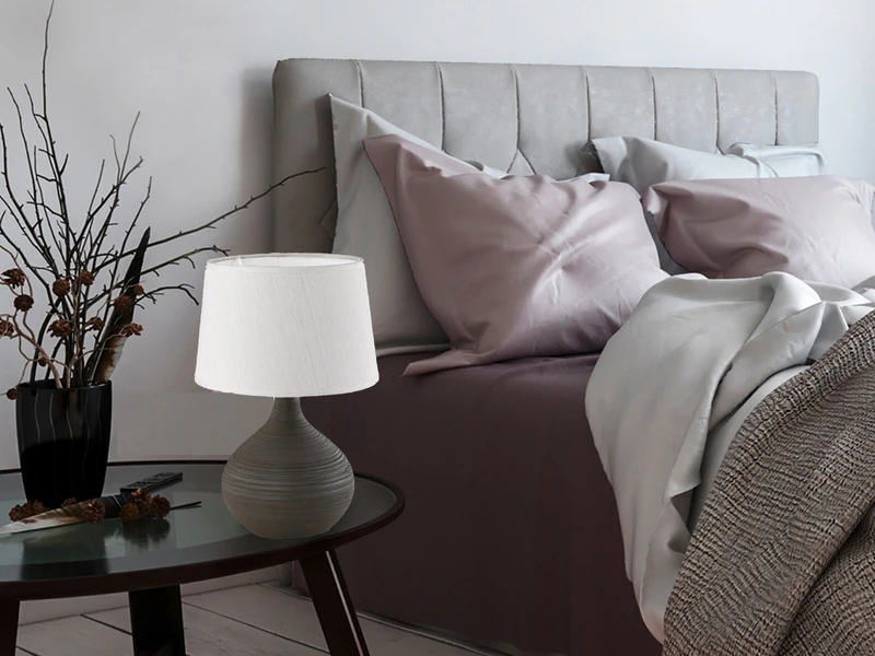 MeineWunschleuchte LED Tischleuchte Keramik Braun Mit Stoff Lampenschirm Creme, Höhe 29cm 1 MeineWunschleuchte LED Tischleuchte Keramik Braun Mit Stoff Lampenschirm Creme, Höhe 29cm