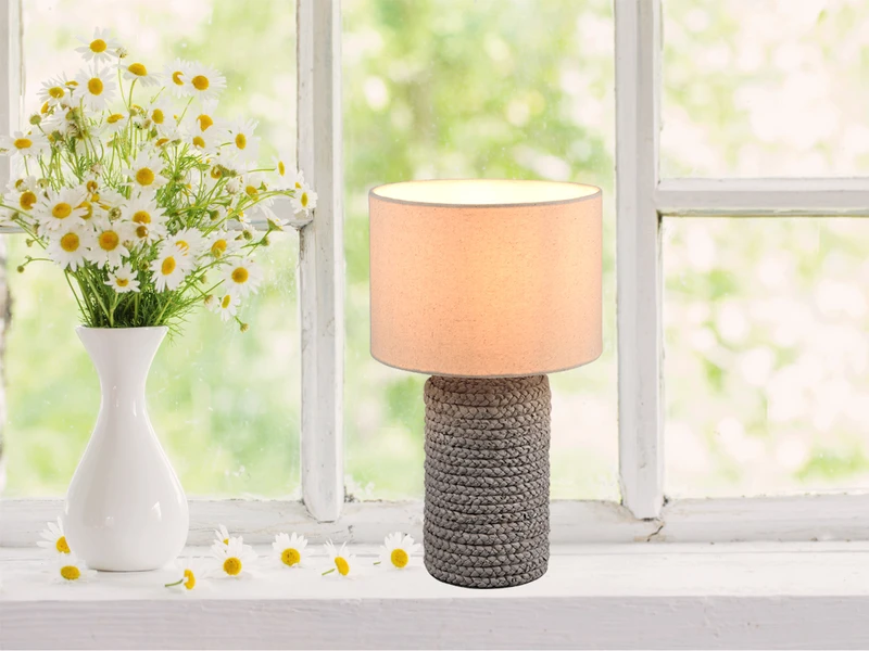 MeineWunschleuchte LED Tischleuchte Keramik Mit Stoffschirm In Beige Ø22cm Höhe 38cm 6 MeineWunschleuchte LED Tischleuchte Keramik Mit Stoffschirm In Beige Ø22cm Höhe 38cm – Bild 6