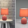 MeineWunschleuchte LED Tischleuchte Keramikfuß & Stoffschirm Orange, Ø16cm Höhe 26cm