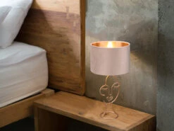 MeineWunschleuchte LED Tischleuchte Lampenschirm Samt In Beige Gold, Höhe 46cm -Lamp Geschaft led tischleuchte lampenschirm samt in beige gold h 2