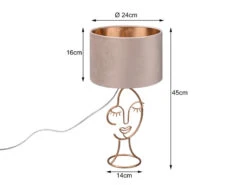 MeineWunschleuchte LED Tischleuchte Lampenschirm Samt In Beige Gold, Höhe 46cm -Lamp Geschaft led tischleuchte lampenschirm samt in beige gold h 3