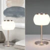 Trio Leuchten LED Tischleuchte MADISON Silber Mit Milchglas, Stufenweise Dimmbar, 33cm