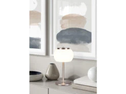 Trio Leuchten LED Tischleuchte MADISON Silber Mit Milchglas, Stufenweise Dimmbar, 33cm -Lamp Geschaft led tischleuchte madison silber mit milchglas stuf 6