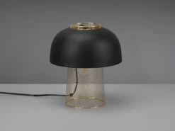 MeineWunschleuchte LED Tischleuchte Metall Schwarz Gold Mit Drahtgeflecht, Ø 25cm -Lamp Geschaft led tischleuchte metall schwarz gold mit drahtgefl 2