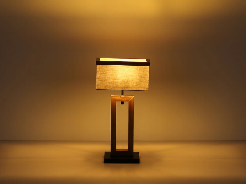 MeineWunschleuchte LED Tischleuchte Mit Stoff Lampenschirm Und Holzoptik, Höhe 55cm 3 MeineWunschleuchte LED Tischleuchte Mit Stoff Lampenschirm Und Holzoptik, Höhe 55cm – Bild 3