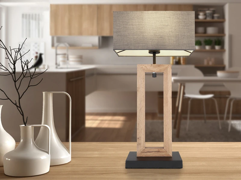 MeineWunschleuchte LED Tischleuchte Mit Stoff Lampenschirm Und Holzoptik, Höhe 55cm 6 MeineWunschleuchte LED Tischleuchte Mit Stoff Lampenschirm Und Holzoptik, Höhe 55cm – Bild 6