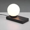 MeineWunschleuchte LED Tischleuchte Schwarz Induktive Ladestation & Touch Glasschirm Weiß 12cm