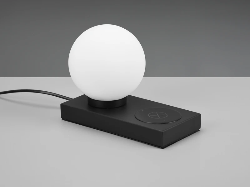 MeineWunschleuchte LED Tischleuchte Schwarz Induktive Ladestation & Touch Glasschirm Weiß 12cm 5 MeineWunschleuchte LED Tischleuchte Schwarz Induktive Ladestation & Touch Glasschirm Weiß 12cm – Bild 5