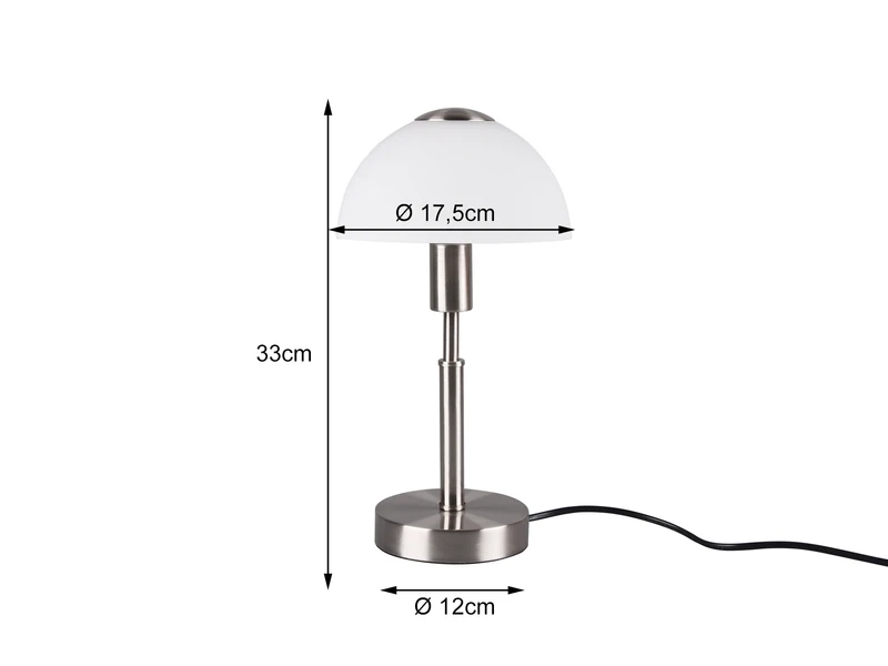 MeineWunschleuchte LED Tischleuchte Silber Glasschirm Weiß Ø17cm - Per Touch Dimmbar, Höhe 33cm 3 MeineWunschleuchte LED Tischleuchte Silber Glasschirm Weiß Ø17cm - Per Touch Dimmbar, Höhe 33cm – Bild 3