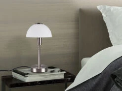 MeineWunschleuchte LED Tischleuchte Silber Glasschirm Weiß Ø17cm - Per Touch Dimmbar, Höhe 33cm 14 MeineWunschleuchte LED Tischleuchte Silber Glasschirm Weiß Ø17cm - Per Touch Dimmbar, Höhe 33cm -Lamp Geschaft led tischleuchte silber glasschirm weiss 17cm per 1 4