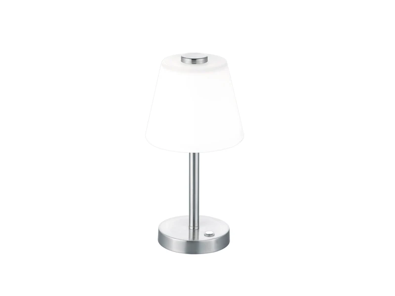 Trio Leuchten LED Touch Me Tischleuchte EMERALD Nickel Matt, Glaslampenschirm In Weiss H 29cm 2 Trio Leuchten LED Touch Me Tischleuchte EMERALD Nickel Matt, Glaslampenschirm In Weiss H 29cm – Bild 2