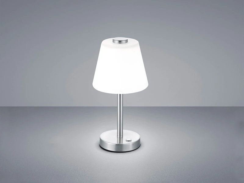 Trio Leuchten LED Touch Me Tischleuchte EMERALD Nickel Matt, Glaslampenschirm In Weiss H 29cm 3 Trio Leuchten LED Touch Me Tischleuchte EMERALD Nickel Matt, Glaslampenschirm In Weiss H 29cm – Bild 3