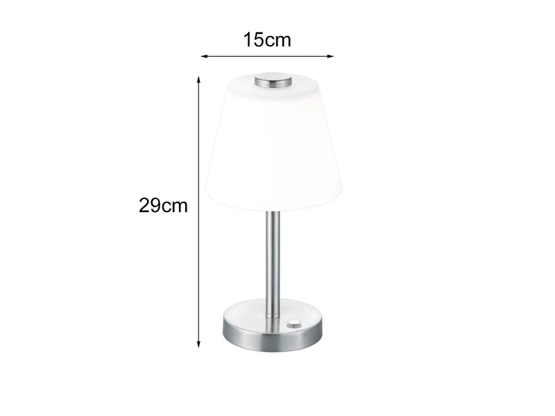 Trio Leuchten LED Touch Me Tischleuchte EMERALD Nickel Matt, Glaslampenschirm In Weiss H 29cm 4 Trio Leuchten LED Touch Me Tischleuchte EMERALD Nickel Matt, Glaslampenschirm In Weiss H 29cm – Bild 4