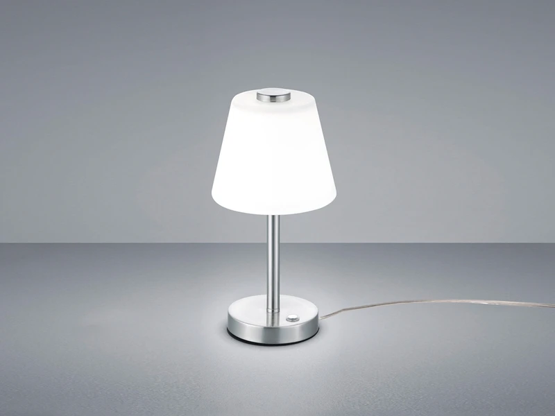 Trio Leuchten LED Touch Me Tischleuchte EMERALD Nickel Matt, Glaslampenschirm In Weiss H 29cm 5 Trio Leuchten LED Touch Me Tischleuchte EMERALD Nickel Matt, Glaslampenschirm In Weiss H 29cm – Bild 5