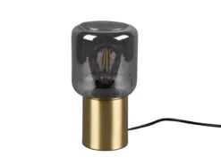 Reality Leuchten Mini Tischleuchte NICO Messing Glasschirm Rauchfarbig Ø 13cm Höhe 24cm -Lamp Geschaft mini tischleuchte nico messing glasschirm rauchfar 2