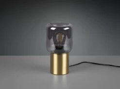 Reality Leuchten Mini Tischleuchte NICO Messing Glasschirm Rauchfarbig Ø 13cm Höhe 24cm -Lamp Geschaft mini tischleuchte nico messing glasschirm rauchfar 3