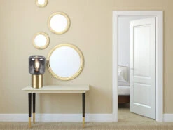 Reality Leuchten Mini Tischleuchte NICO Messing Glasschirm Rauchfarbig Ø 13cm Höhe 24cm -Lamp Geschaft mini tischleuchte nico messing glasschirm rauchfar 5