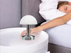 MeineWunschleuchte Tischleuchte WARIN Mit Glasschirm Opal Weiß, über Touch Dimmbar, Höhe 21cm -Lamp Geschaft nacht tischleuchte lampenschirm weiss touch dimmer