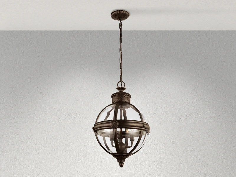 FEISS Pendelleuchte ADAMS Mit Glaskugel & Stahl Massiv In Britisch Bronze, Ø37cm 3 FEISS Pendelleuchte ADAMS Mit Glaskugel & Stahl Massiv In Britisch Bronze, Ø37cm – Bild 3