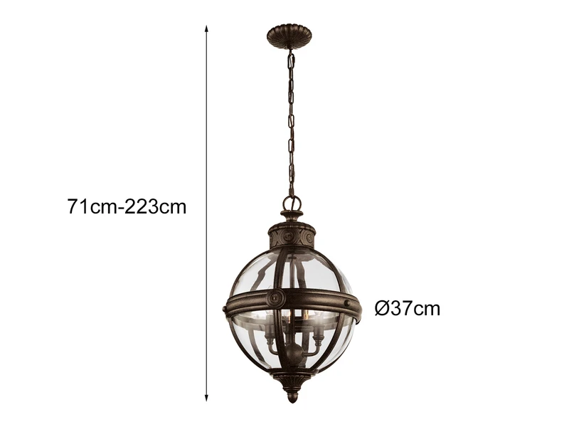 FEISS Pendelleuchte ADAMS Mit Glaskugel & Stahl Massiv In Britisch Bronze, Ø37cm 6 FEISS Pendelleuchte ADAMS Mit Glaskugel & Stahl Massiv In Britisch Bronze, Ø37cm – Bild 6