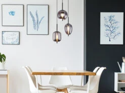 Globo Pendelleuchte BLACKY Mit 3 Rauchglaskugeln, Baldachin Ø 46cm, Schwarz 12 Globo Pendelleuchte BLACKY Mit 3 Rauchglaskugeln, Baldachin Ø 46cm, Schwarz -Lamp Geschaft pendelleuchte blacky mit 3 rauchglaskugeln baldach 4