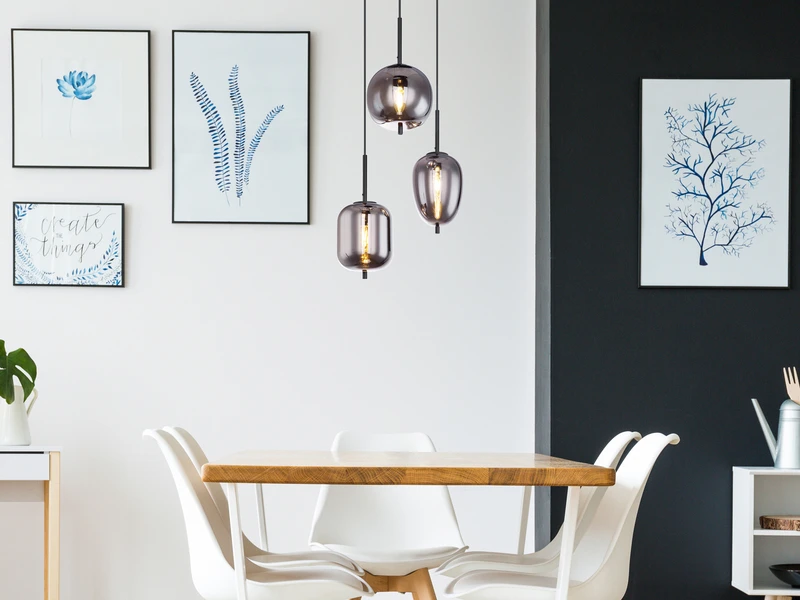 Globo Pendelleuchte BLACKY Mit 3 Rauchglaskugeln, Baldachin Ø 46cm, Schwarz 5 Globo Pendelleuchte BLACKY Mit 3 Rauchglaskugeln, Baldachin Ø 46cm, Schwarz – Bild 5