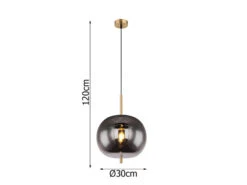 Globo Pendelleuchte BLACKY Mit Rauchglas 1-flammig, Metall Messing 13 Globo Pendelleuchte BLACKY Mit Rauchglas 1-flammig, Metall Messing -Lamp Geschaft pendelleuchte blacky mit rauchglas 1 flammig metal 2