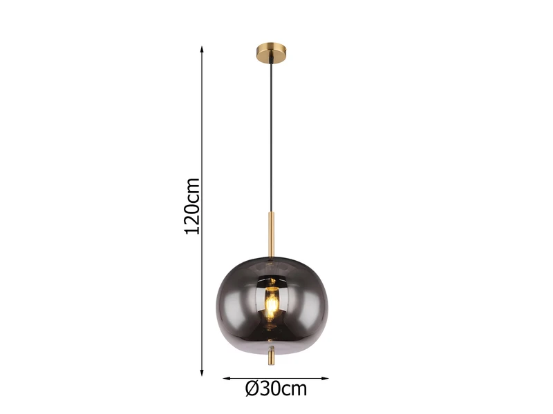 Globo Pendelleuchte BLACKY Mit Rauchglas 1-flammig, Metall Messing 3 Globo Pendelleuchte BLACKY Mit Rauchglas 1-flammig, Metall Messing – Bild 3