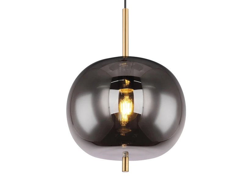 Globo Pendelleuchte BLACKY Mit Rauchglas 1-flammig, Metall Messing 6 Globo Pendelleuchte BLACKY Mit Rauchglas 1-flammig, Metall Messing – Bild 6