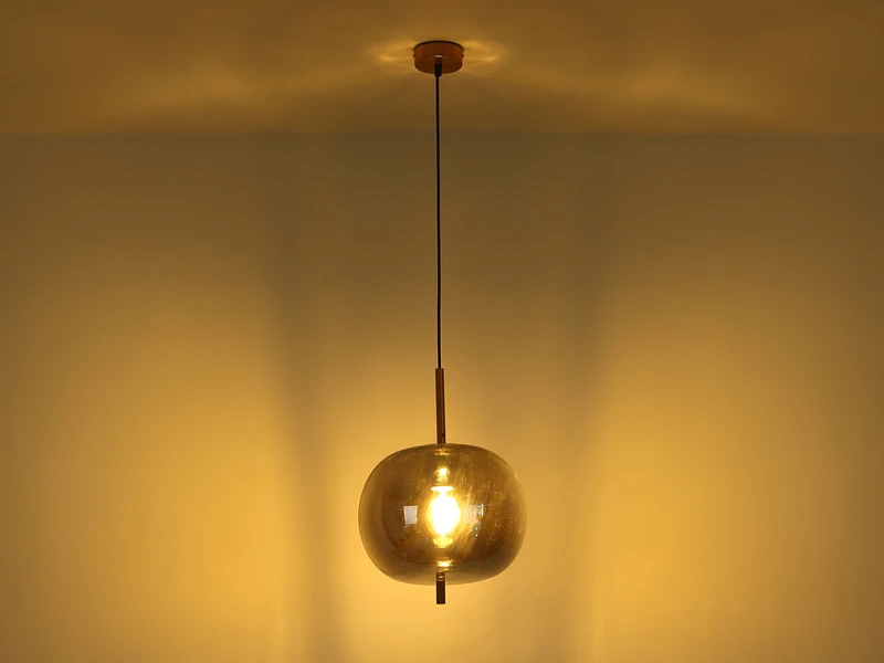 Globo Pendelleuchte BLACKY Mit Rauchglas 1-flammig, Metall Messing 7 Globo Pendelleuchte BLACKY Mit Rauchglas 1-flammig, Metall Messing – Bild 7