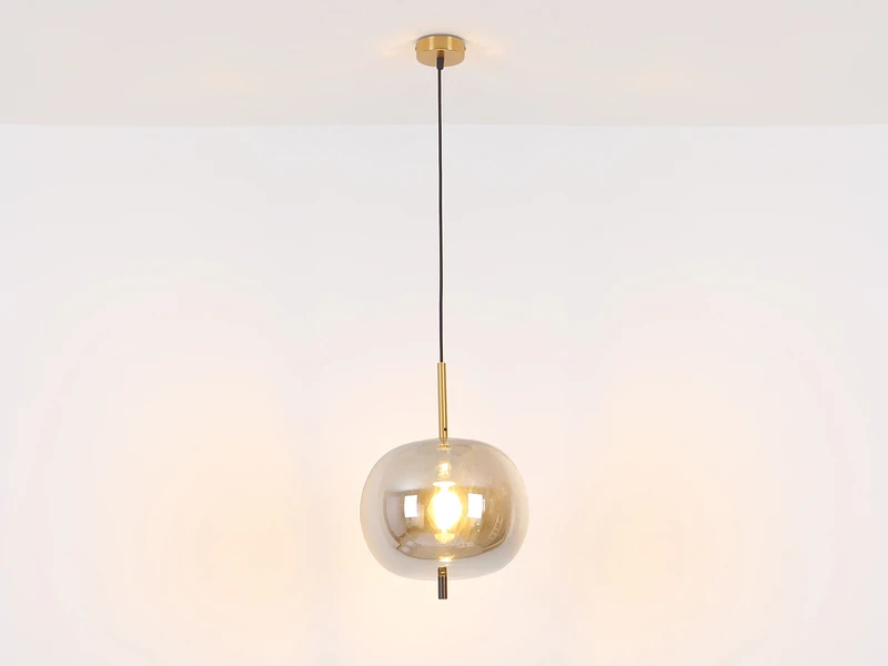 Globo Pendelleuchte BLACKY Mit Rauchglas 1-flammig, Metall Messing 8 Globo Pendelleuchte BLACKY Mit Rauchglas 1-flammig, Metall Messing – Bild 8