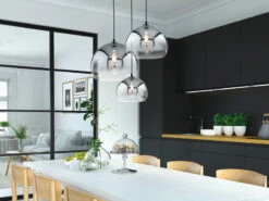 MeineWunschleuchte Pendelleuchte Einflammig Mit LED Dimmbar - Rauchglas Kugel Ø 30cm -Lamp Geschaft pendelleuchte einflammig mit led dimmbar rauchglas 5