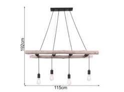 Globo Pendelleuchte IRMGARD 4-flammig Mit Leiter Holzbalken, Länge 115cm 12 Globo Pendelleuchte IRMGARD 4-flammig Mit Leiter Holzbalken, Länge 115cm -Lamp Geschaft pendelleuchte irmgard 4 flammig mit leiter holzbal 2