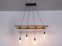 Globo Pendelleuchte IRMGARD 4-flammig Mit Leiter Holzbalken, Länge 115cm 13 Globo Pendelleuchte IRMGARD 4-flammig Mit Leiter Holzbalken, Länge 115cm -Lamp Geschaft pendelleuchte irmgard 4 flammig mit leiter holzbal 3