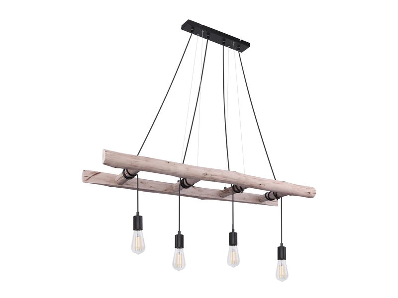 Globo Pendelleuchte IRMGARD 4-flammig Mit Leiter Holzbalken, Länge 115cm 8 Globo Pendelleuchte IRMGARD 4-flammig Mit Leiter Holzbalken, Länge 115cm – Bild 8