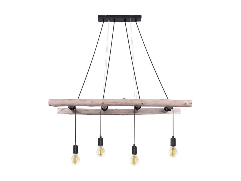 Globo Pendelleuchte IRMGARD 4-flammig Mit Leiter Holzbalken, Länge 115cm 9 Globo Pendelleuchte IRMGARD 4-flammig Mit Leiter Holzbalken, Länge 115cm – Bild 9