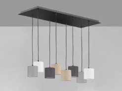 Fischer & Honsel Pendelleuchte ISKO 8 Flammig Stoffschirme Bunt - 115x38cm Groß -Lamp Geschaft pendelleuchte isko 8 flammig stoffschirme bunt 115 2