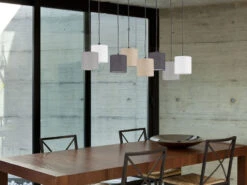 Fischer & Honsel Pendelleuchte ISKO 8 Flammig Stoffschirme Bunt - 115x38cm Groß