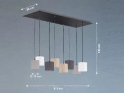 Fischer & Honsel Pendelleuchte ISKO 8 Flammig Stoffschirme Bunt - 115x38cm Groß -Lamp Geschaft pendelleuchte isko 8 flammig stoffschirme bunt 115 3
