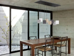 Fischer & Honsel Pendelleuchte ISKO 8 Flammig Stoffschirme Bunt - 115x38cm Groß -Lamp Geschaft pendelleuchte isko 8 flammig stoffschirme bunt 115 4