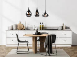 Trio Leuchten Pendelleuchte LUMINA 3 Flammig Glas Chrom Verspiegelt & Rauchglas Optik