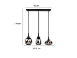 Trio Leuchten Pendelleuchte LUMINA 3 Flammig Glas Chrom Verspiegelt & Rauchglas Optik -Lamp Geschaft pendelleuchte lumina 3 flammig glas chrom verspieg 3